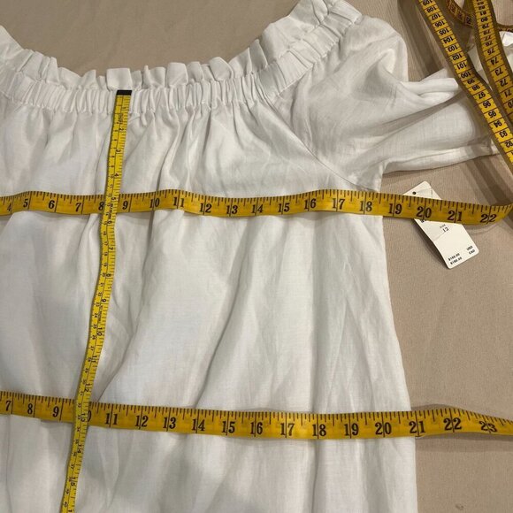 Anthropologie White Cotton Eyelet Lantern Sleeve Off-Shoulder Boho Dress Sz 12 - Picture 13 of 16